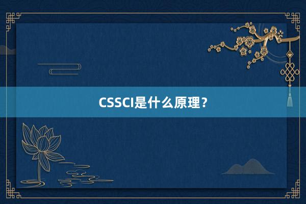 CSSCI是什么原理？